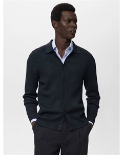 Лондонская рубашка Regular Fit с вязаным ребристым воротником, Navy Mango