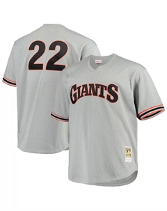 Мужская бейсбольная тренировочная майка Will Clark серого цвета San Francisco Giants из коллекции Cooperstown Big and Tall с сетчатыми вставками Mitchell and ness