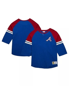 Мужская футболка с 3/4 рукавом Legendary Raglan Slub Henley из коллекции Cooperstown Atlanta Braves Mitchell and ness