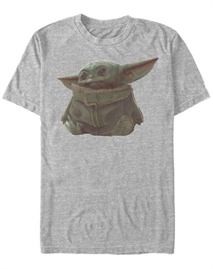 Мужская футболка с короткими рукавами и портретом ребенка «Звездные войны: Мандалорец», серый Fifth sun