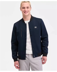 Парижский мужской текстурированный бомбер с молнией в стиле варсити, синий Karl lagerfeld