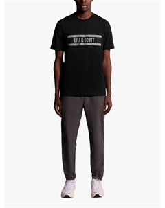 Футболка из хлопковой смеси с логотипом и принтом, Jet Black Lyle & scott