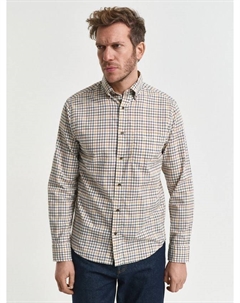 Хлопковая рубашка Regular Fit в клетку, Mahogany Brown Gant