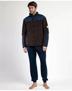 Халат с длинными рукавами из теплой ткани коричневого цвета Admas