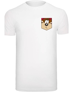 Футболка Looney Tunes Tasmanian Devil Face Faux Pocket, белый F4nt4stic