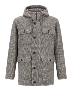 Пиджак с узором в елочку и капюшоном, серый Herno