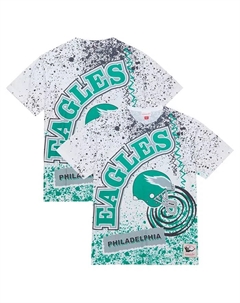 Мужская белая футболка Philadelphia Eagles Big and Tall с принтом по всей поверхности Mitchell and ness