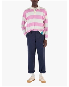 Регбийская рубашка Regular Fit из мериносовой шерсти с полосками, Snow White/Misty Rose John smedley