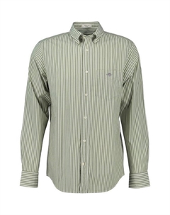 Хлопковая поплиновая рубашка в полоску, Moss Green Gant
