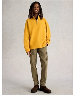 Пике хлопковая толстовка с полузастежкой, Yellow White stuff