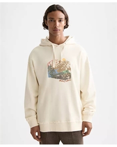 Мужской худи свободного кроя с вышитым принтом, загар/бежевый Scotch&soda