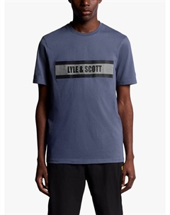 Футболка из хлопковой смеси с логотипом и принтом, Steel Indigo Lyle & scott
