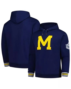 Мужская синяя толстовка Michigan Wolverines с вышивкой цепным стежком Mitchell and ness