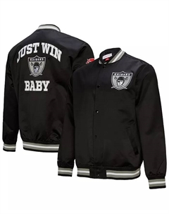 Мужская черная атласная куртка Oakland Raiders Double Down на молнии Mitchell and ness