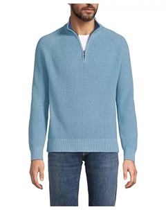 Большой и высокий свитер Drifter с молнией на четверть, синий Lands' end