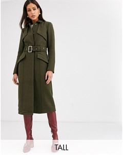Зеленое пальто в стиле милитари с поясом Y.a.s tall