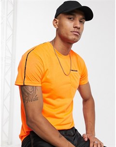 Оранжевая обтягивающая футболка с карманом и отделкой кантом Good for nothing