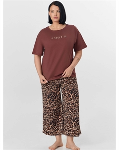 Комплект домашний женский коричневый с леопардовым принтом Mark formelle