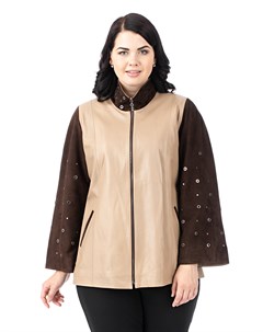 Женская кожаная куртка из натуральной кожи с воротником отделка замша Мосмеха