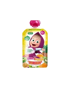 Пюре яблоко, мандарин, киви, маракуйя 85 г Маша и медведь