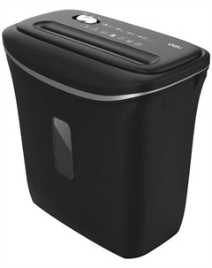 Уничтожитель бумаг Deli E9945 черный (секр.P-4) фрагменты 6лист. 12лтр. скобы пл.карты