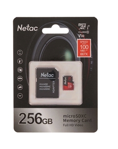 Карта памяти Micro SecureDigital 256Gb Netac SDXC class 10 (NT02P500PRO-256G-R)