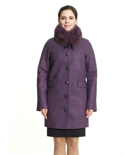Женское пальто из текстиля с воротником отделка чернобурка Мосмеха