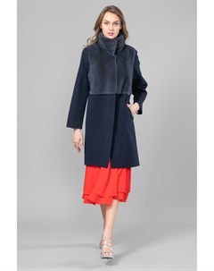 Женское пальто из текстиля с воротником отделка норка Мосмеха