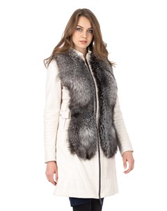 Женское кожаное пальто из натуральной кожи с воротником отделка блюфрост Мосмеха