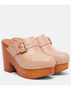 Jeannette 80 кожаные клоги со шпильками, Blush Pink Chloe