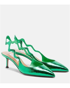 Artiste 50 кожаные босоножки-лодочки с ремешком metallic, Bright Emerald Aquazzura