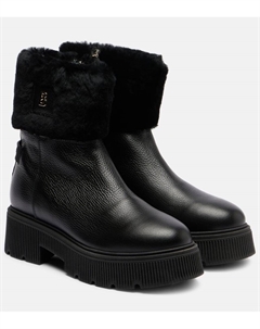 Туринские кожаные ботинки щиколотки с овчиной, Black Bogner