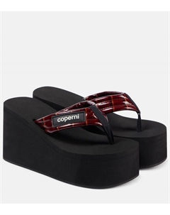 Кожаные сандалии-шлепанцы на платформе с логотипом, Black Brown Coperni