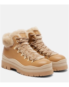 Ароуз кожаные ботинки до щиколотки с овчиной, Beige Bogner