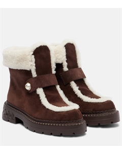 Шерстяные замшевые ботинки с мехом, Chocolate/Natural Jimmy choo