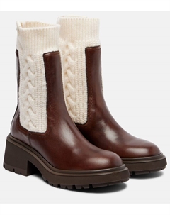 Ботильоны Tamia из кабельной вязки с кожаными вставками, Chocolate/Latte Jimmy choo