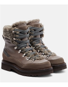 Кожаные ботинки с овчиной, Mud Brunello cucinelli
