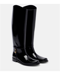 Кожаные замшевые сапоги до колена, Black Saint laurent