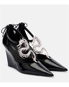 Туфли-лодочки на платформе из кожи с драконьим декором, Black Coperni