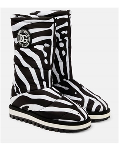Зимние ботинки из нейлона с подкладкой в полоску зебры Dolce&gabbana