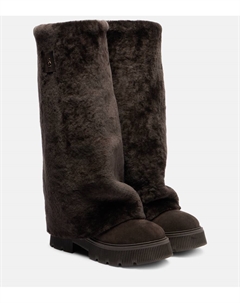 Туринские замшевые сапоги с овчиной, Dark Brown Bogner