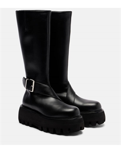 Кожаные высокие сапоги до колена, Black Mcqueen