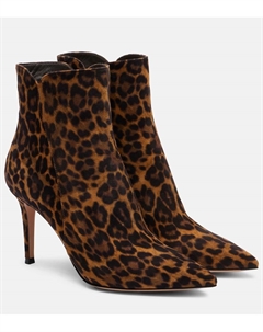 Ботильоны Levy 85 из замши с леопардовым принтом, Almond Leopard Print Gianvito rossi