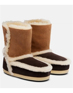 EVX замшевые ботинки щиколотки с отделкой из овчины, Dark Brown/Cognac Moon boot