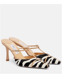 Conner Ives Gloria 85 мюли из телячьей кожи, Black/White Mix Jimmy choo