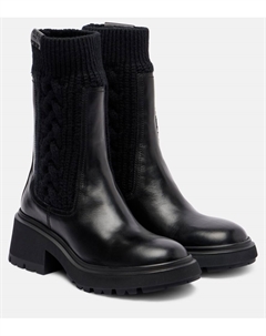 Ботильоны Tamia из кабельной вязки с кожаными вставками, Black/Black Jimmy choo