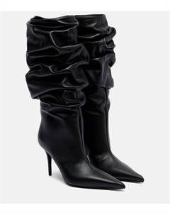 Ботинки Anok 90 из кожи до середины икры, Black Amina muaddi