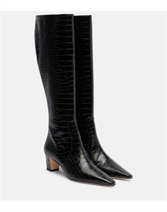 Кожаные ботинки Penelope до колена, Blck 0015 Manolo blahnik