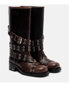 Кожаные мотоциклетные ботинки с пряжкой, Brown Mach & mach