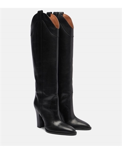 Лавиния 100 кожаные высокие сапоги до колена, Black Paris texas